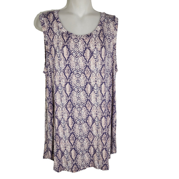 LuLaRoe Womens Cocoa Sleeveless Tank Top Medium Snakeskin Print Pink Gray Light - Picture 1 of 8